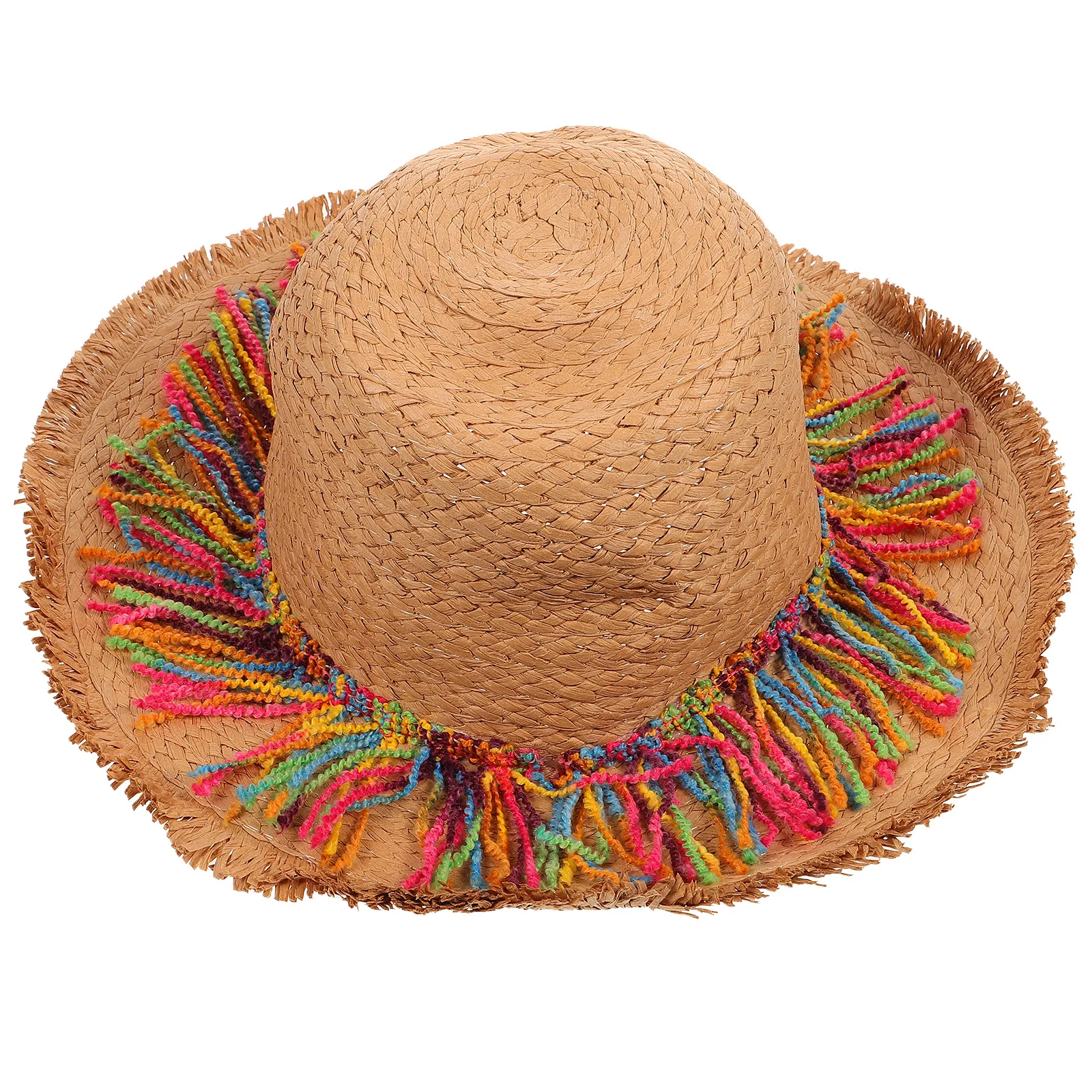 Sun Protection Colorful Tassel Lightweight Beach Straw For Outdoor Activities Summer Casual Hat Large Straw Braid Sun Block Hat 
Sun Protection Colorful Tassel Lightweight Beach Straw For Outdoor Activities Summer Casual Hat Large Straw Braid Sun Block Hat