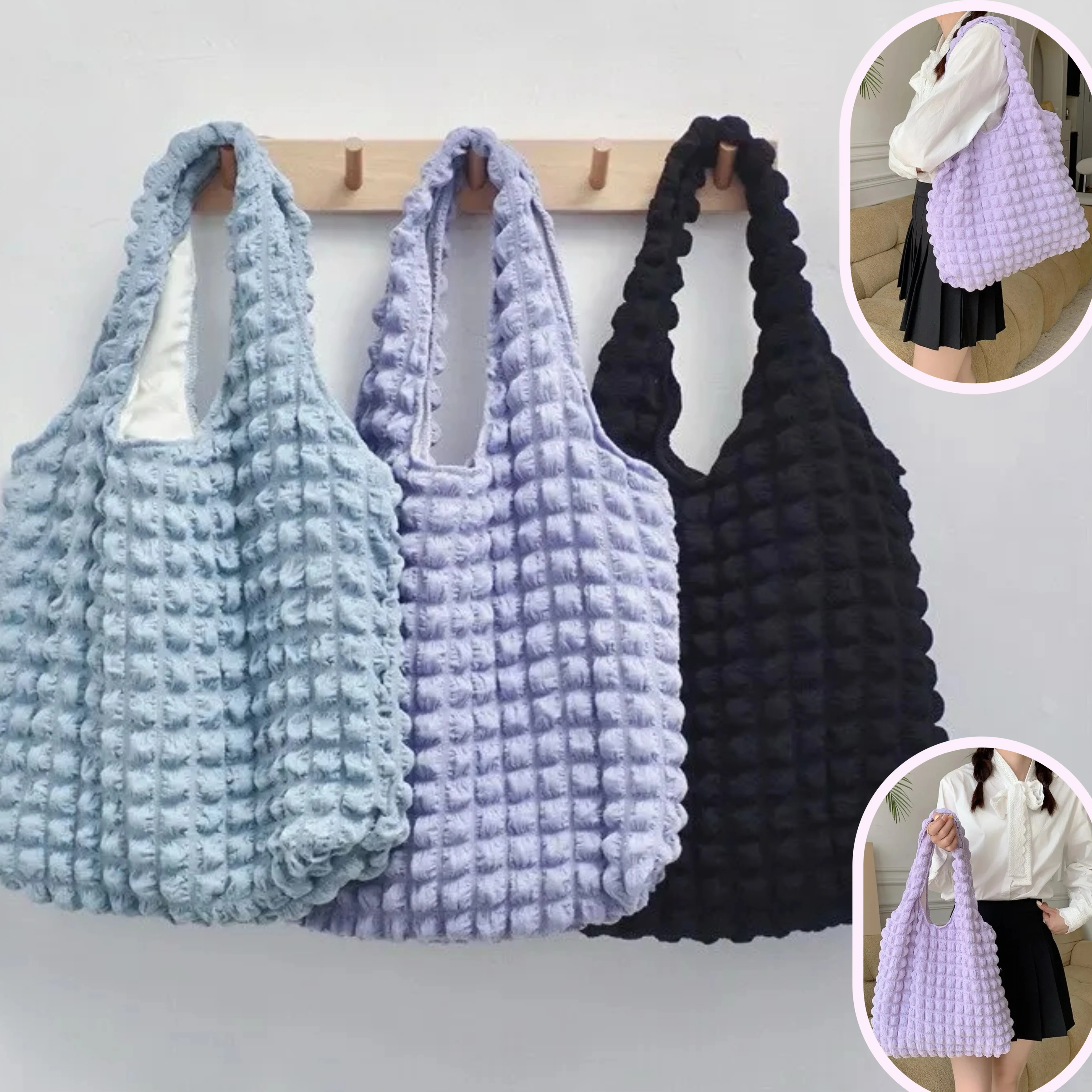 Summer Pleated Bubble Cloud Women Shoulder Bag Vintage Candy Color Large Capacity Shopping Tote Bag
Summer Pleated Bubble Cloud Women Shoulder Bag Vintage Candy Color Large Capacity Shopping Tote Bag
