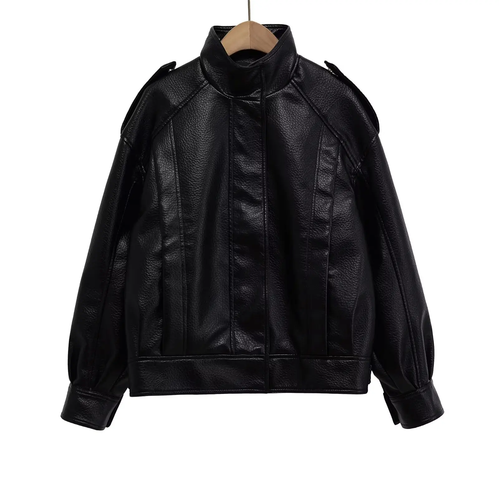 YJKDYK Autumn Women's Imitation Leather Coat Black Stand Collar Pockets Loose Pilot Jackets For Female Instagram-Style Lady Coat
YJKDYK Autumn Women's Imitation Leather Coat Black Stand Collar Pockets Loose Pilot Jackets For Female Instagram-Style Lady Coat