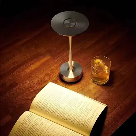 Lampe de bureau LED sans fil à chargement simple, lampe de table pour restaurant et bar, lampe d'ambiance à intensité variable, lampe de lecture portable rétro à chargement tactile USB