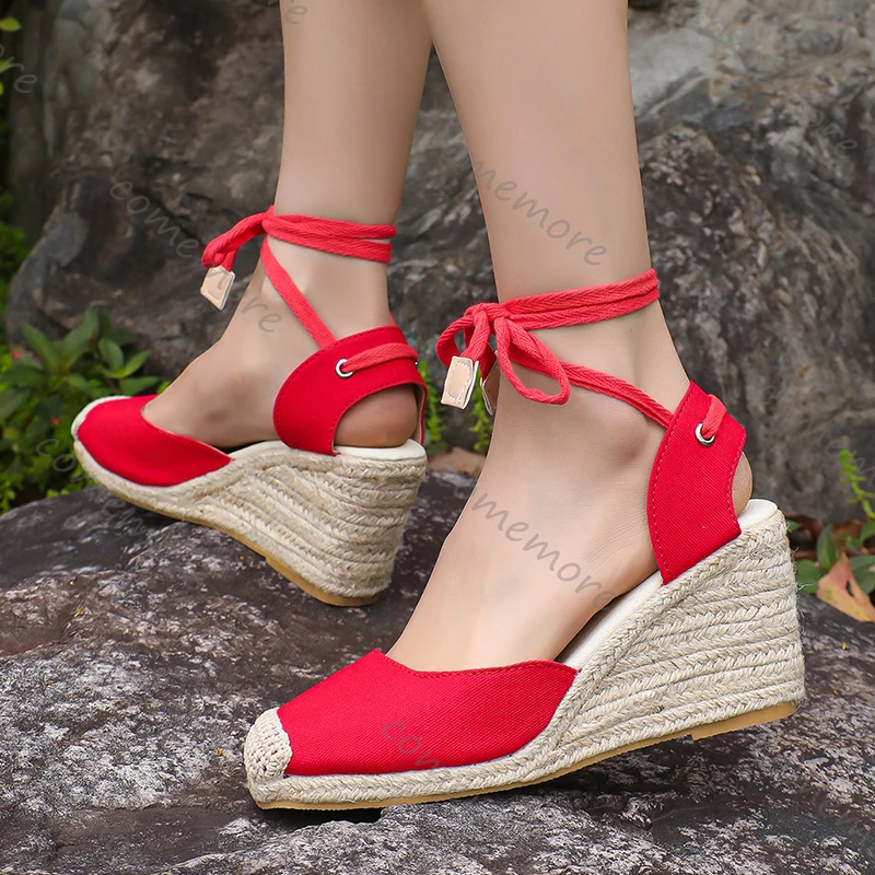 Comemore Ankle Lace Up Wedges Sandals Women Summer Closed Toe Espadrille Platform Sandles Woman High Heels Gladiator Sandalias
Comemore Ankle Lace Up Wedges Sandals Women Summer Closed Toe Espadrille Platform Sandles Woman High Heels Gladiator Sandalias