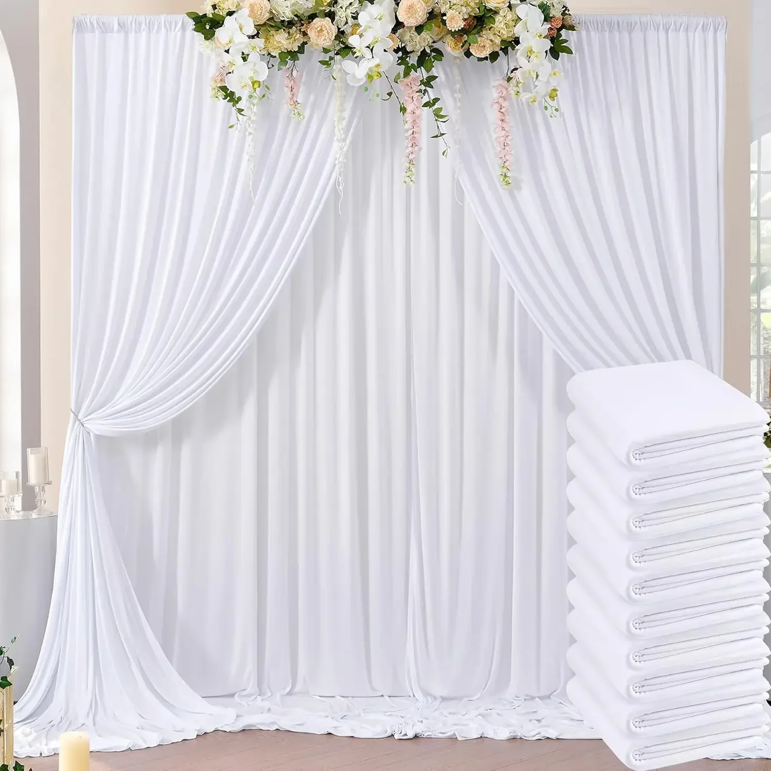 50ft×10ft Wrinkle Free White Backdrop Curtain for Parties, 10 Panels 5×10ft Polyester Photo Backdrop Drapes Wedding Back Drop Cl
50ft×10ft Wrinkle Free White Backdrop Curtain for Parties, 10 Panels 5×10ft Polyester Photo Backdrop Drapes Wedding Back Drop Cl