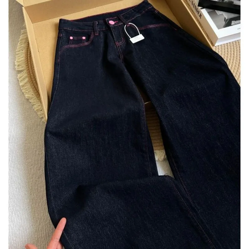 Korean Women Casual Straight Leg Cowboy Pantalons Ladies Low-Rise Color Blocked Jeans Autumn Femme Fashion Denim Wide-leg Pants
Korean Women Casual Straight Leg Cowboy Pantalons Ladies Low-Rise Color Blocked Jeans Autumn Femme Fashion Denim Wide-leg Pants