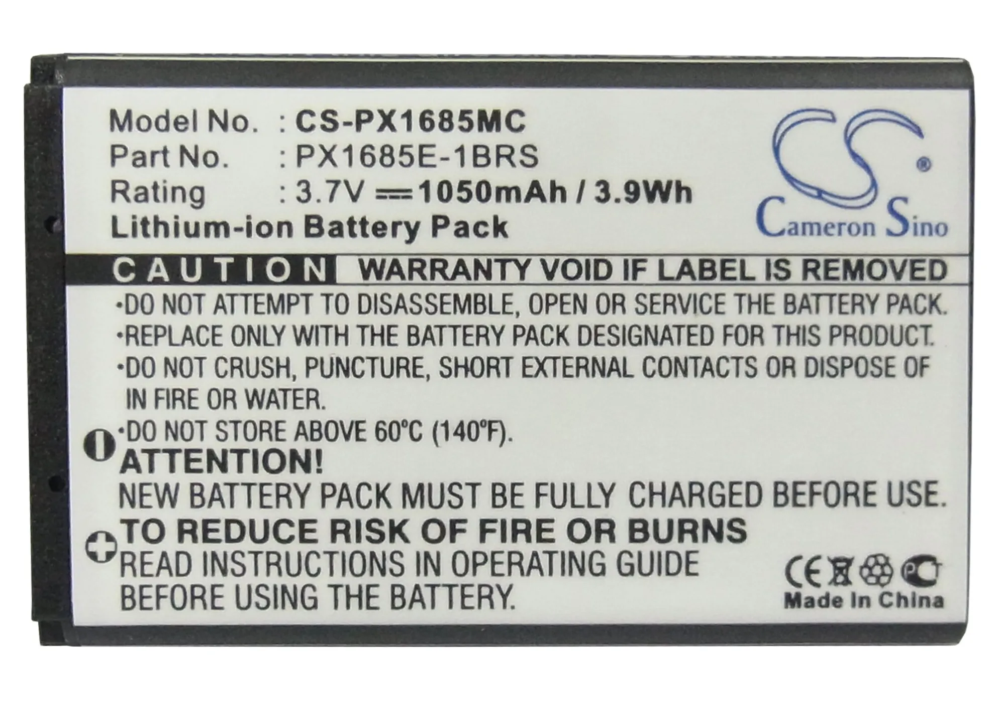 CS Replacement Battery for Toshiba Camileo S20,Camileo S20-B,Camileo S40,Camileo S45 PN:PX1685E-1BRS,PX1685, 1050mAh / 3.89Wh
CS Replacement Battery for Toshiba Camileo S20,Camileo S20-B,Camileo S40,Camileo S45 PN:PX1685E-1BRS,PX1685, 1050mAh / 3.89Wh