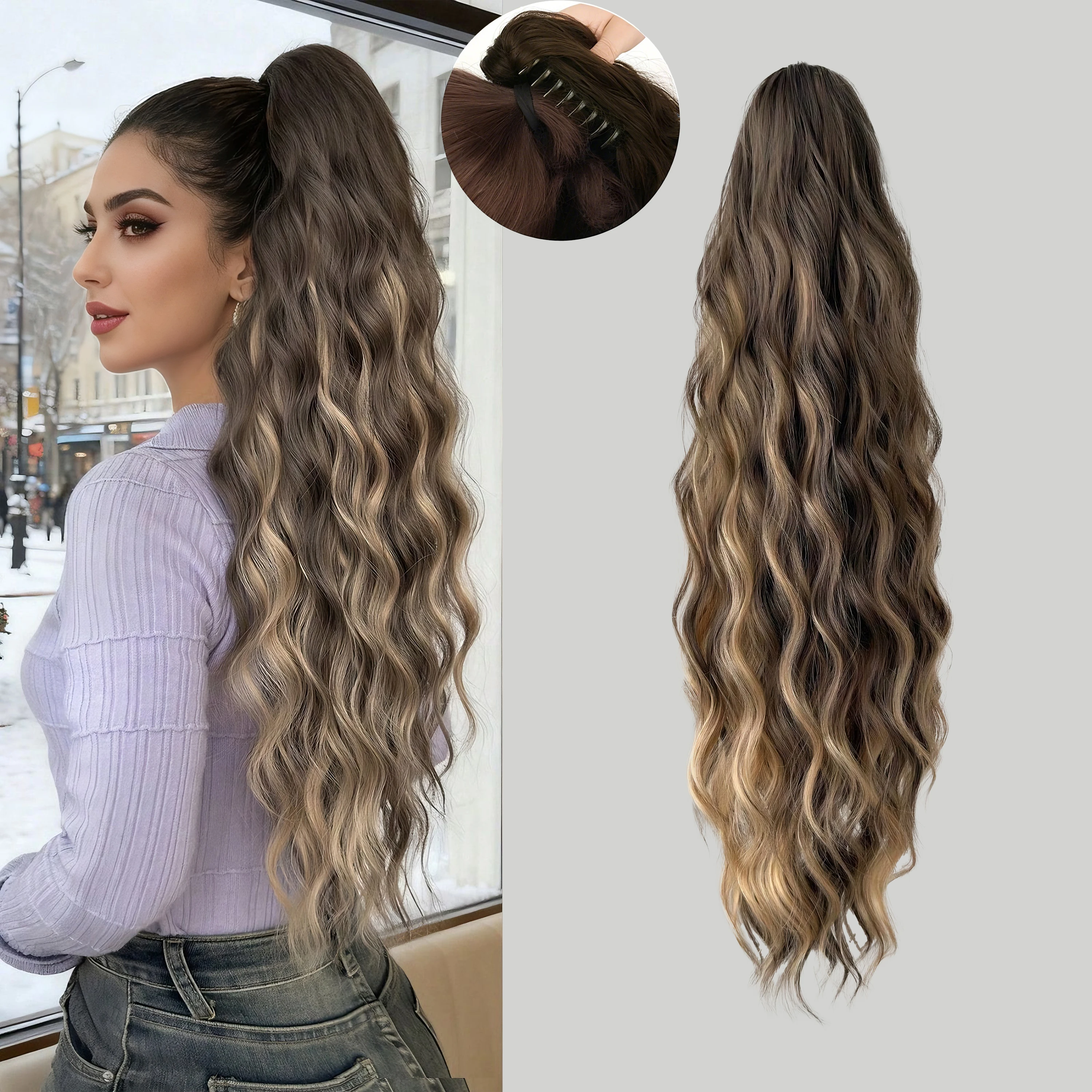 Wigundle Water Ripple Claw Clip Ponytail Synthetic Fiber Hair Extensions Ideal Wigs for Women Daily Hairstyling and Easy to Wear
Wigundle Water Ripple Claw Clip Ponytail Synthetic Fiber Hair Extensions Ideal Wigs for Women Daily Hairstyling and Easy to Wear