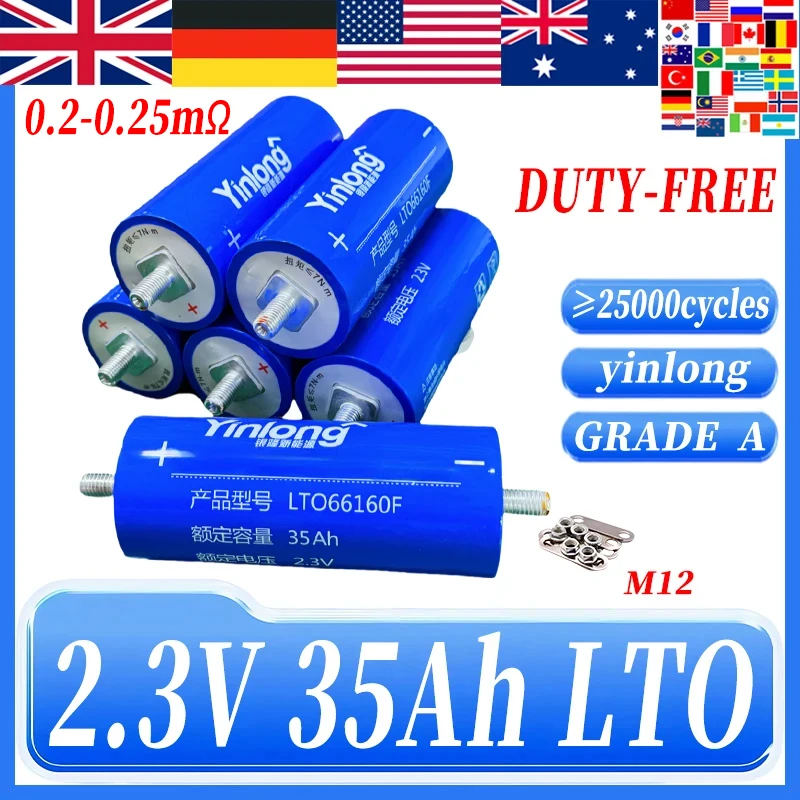 New 1-36PCS 2.3V 35Ah Grade A yinlong Lithium titanate LTO Battery 10C Electric Boat Solar Speaker Power Battery DIY 12V 24V 48V
New 1-36PCS 2.3V 35Ah Grade A yinlong Lithium titanate LTO Battery 10C Electric Boat Solar Speaker Power Battery DIY 12V 24V 48V