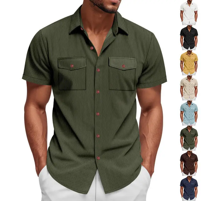 New Men's Heavyweight Corduroy Short Sleeve Casual Loose Workwear Shirt Double Pocket Turn-down Collar Spring Season Color
New Men's Heavyweight Corduroy Short Sleeve Casual Loose Workwear Shirt Double Pocket Turn-down Collar Spring Season Color