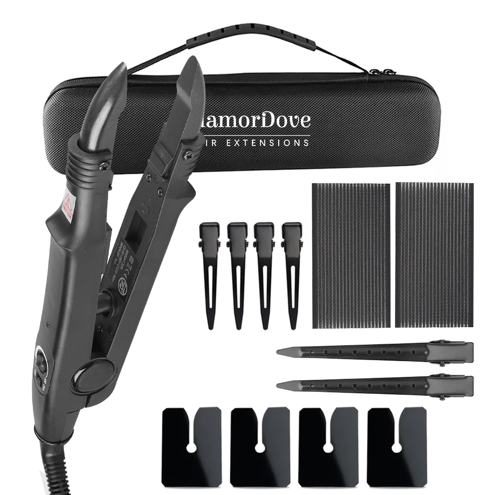 GlamorDove Hair Extension Tool Kit – Loop Tool, Clips, Heat Shields, Magic Tabs & Storage Bag for K-Tip & Keratin Extensions
GlamorDove Hair Extension Tool Kit – Loop Tool, Clips, Heat Shields, Magic Tabs & Storage Bag for K-Tip & Keratin Extensions
