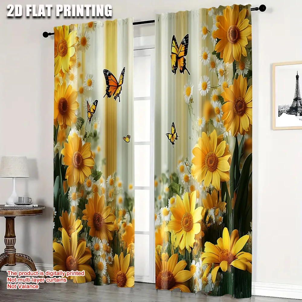 2pcs, Upscale Curtains 2D print Yellow Sunflower & Butterfly Versatile Fabric (without rod) Gifts Use for Various Room Types
2pcs, Upscale Curtains 2D print Yellow Sunflower & Butterfly Versatile Fabric (without rod) Gifts Use for Various Room Types