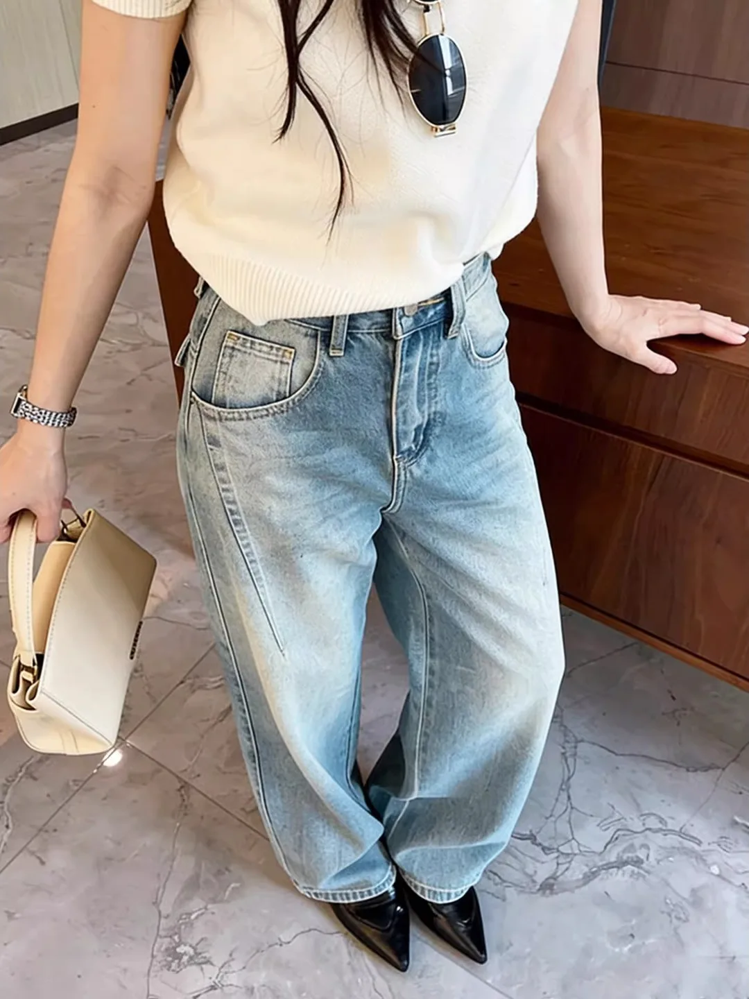 Blue Curved Knife Women's Jeans High Waist Straight Leg Wide Leg Pants Fashionable Slimming Versatile Spring Summer New Arrival
Blue Curved Knife Women's Jeans High Waist Straight Leg Wide Leg Pants Fashionable Slimming Versatile Spring Summer New Arrival