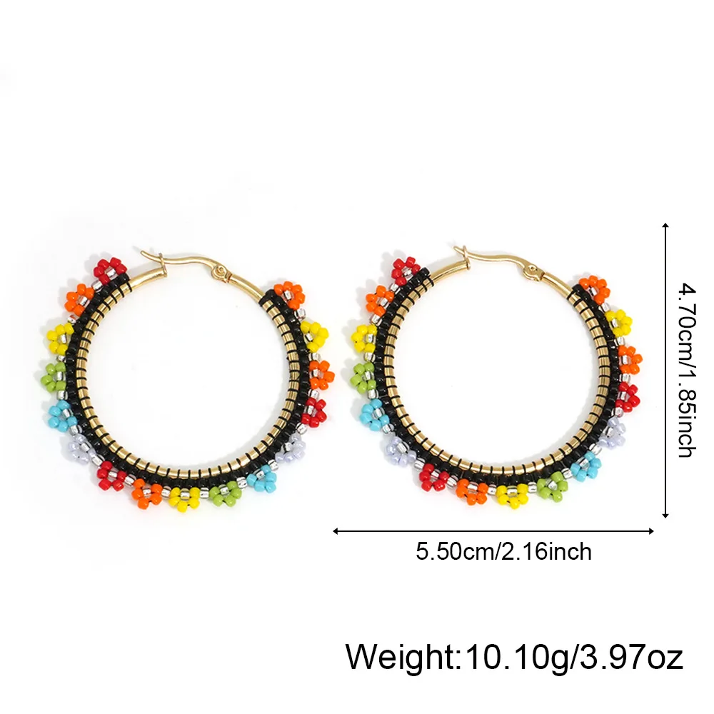 Серьги ручной работы из бисера Круг Оригинальность Богемия Хрустальные цветы Ручная вязка Модные простые серьги из бисера
Серьги ручной работы из бисера Круг Оригинальность Богемия Хрустальные цветы Ручная вязка Модные простые серьги из бисера