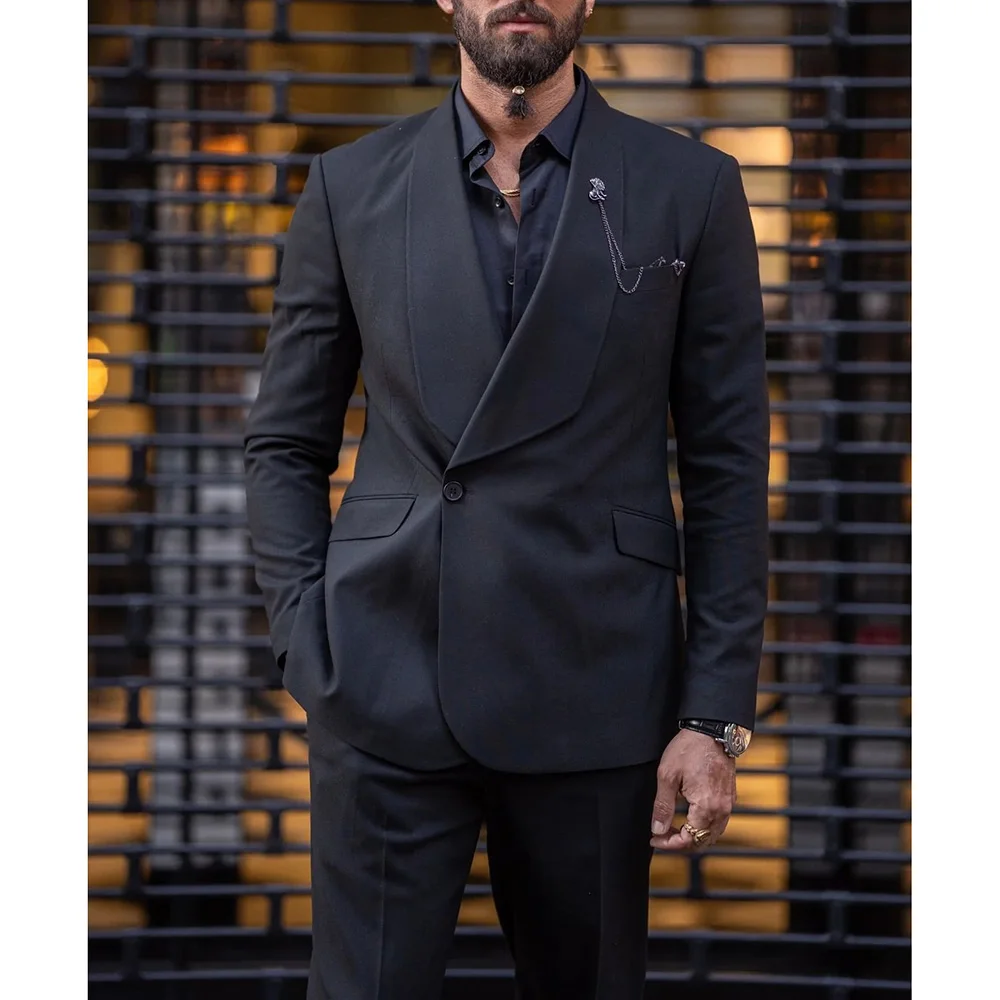 Black One Button Shawl Lapel Men's Suits Formal Wedding Business Full Set Elegant Custom 2 Piece Jacket Pants Set Blazer Terno
Black One Button Shawl Lapel Men's Suits Formal Wedding Business Full Set Elegant Custom 2 Piece Jacket Pants Set Blazer Terno