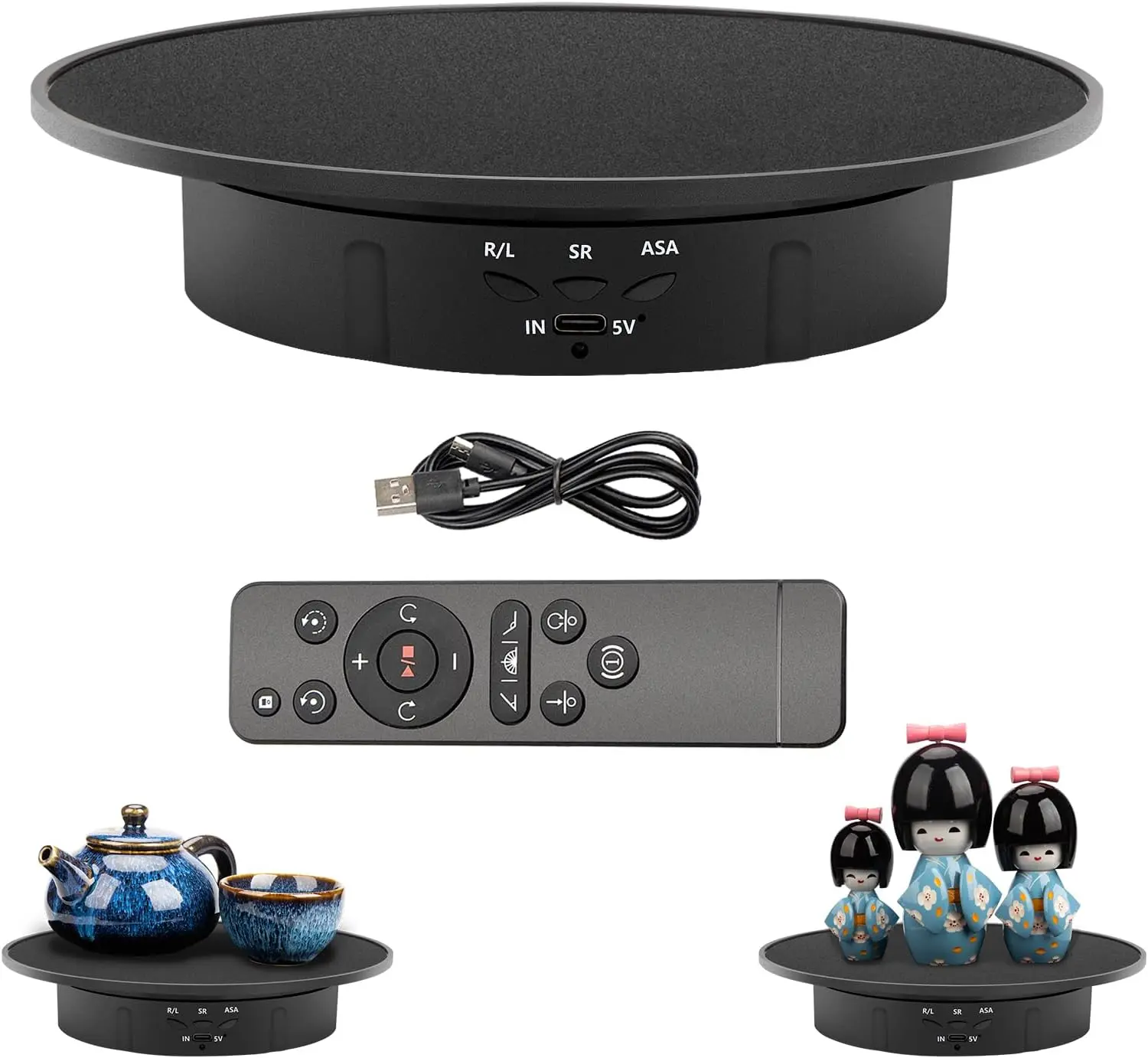 7.9" Motorized Display Stand, 360 Degree Rotating Display Turntable with Remote Control for Photography (Black Velvet NO batter)
7.9" Motorized Display Stand, 360 Degree Rotating Display Turntable with Remote Control for Photography (Black Velvet NO batter)