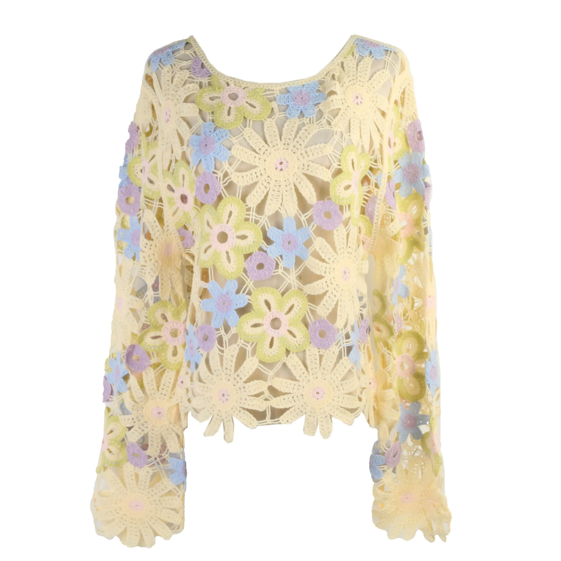 Bohemian Holiday Style Flower Knitted Pullover Long-sleeved Sweater Women's Loose Autumn And Winter New Ethnic Retro Sweater Top
Bohemian Holiday Style Flower Knitted Pullover Long-sleeved Sweater Women's Loose Autumn And Winter New Ethnic Retro Sweater Top