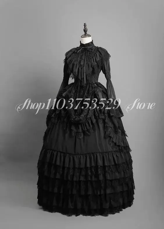 Black Gothic Fluffy Lolita Prom Dress Vintage Victorian High Neck Long Sleeve Satin Pleated Black and White Custom vestido festa
Black Gothic Fluffy Lolita Prom Dress Vintage Victorian High Neck Long Sleeve Satin Pleated Black and White Custom vestido festa
