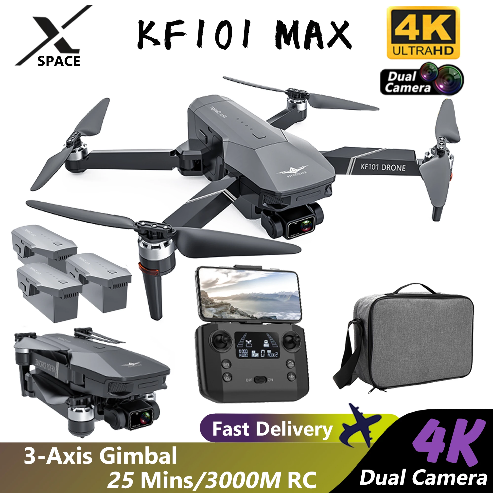 Радиоуправляемый квадрокоптер KF101 Max, 3-осевой Профессиональный Дрон с шарнирным замком и функцией стабилизации, 4k, бесщеточный складной, фотоаппарат, модель самолета, игрушка
Радиоуправляемый квадрокоптер KF101 Max, 3-осевой Профессиональный Дрон с шарнирным замком и функцией стабилизации, 4k, бесщеточный складной, фотоаппарат, модель самолета, игрушка