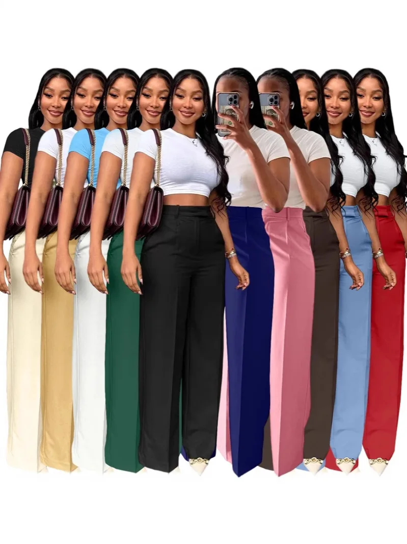 Y6012 Wide Leg Straight Dress Pants with Pocket Women Plain Color Business Casual Pants Loose Fit Midi Waist Office Trousers
Y6012 Wide Leg Straight Dress Pants with Pocket Women Plain Color Business Casual Pants Loose Fit Midi Waist Office Trousers