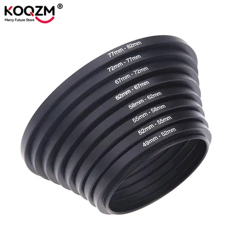 Metal Step Up Rings Lens Adapter Filter Set Aluminum Ring Universal Lens 37-49 49-52 52-55 55-58 58-62 62-67 67-72 72-77 77-82mm