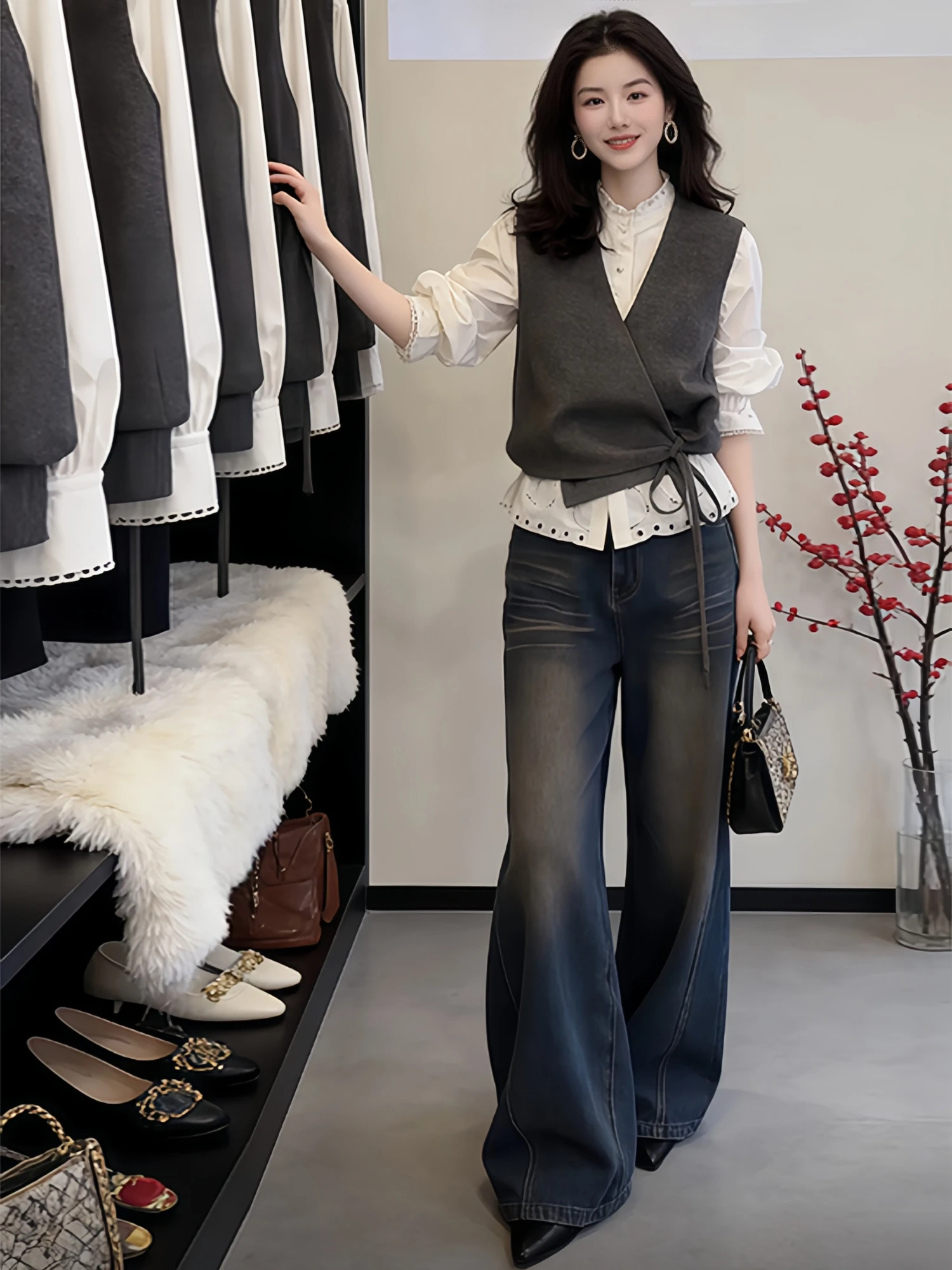Elegant Unique Women's Spring Autumn Two-Piece Set Belted Sleeveless Tank Top White Shirt Casual Style Comfortable Fit
Elegant Unique Women's Spring Autumn Two-Piece Set Belted Sleeveless Tank Top White Shirt Casual Style Comfortable Fit