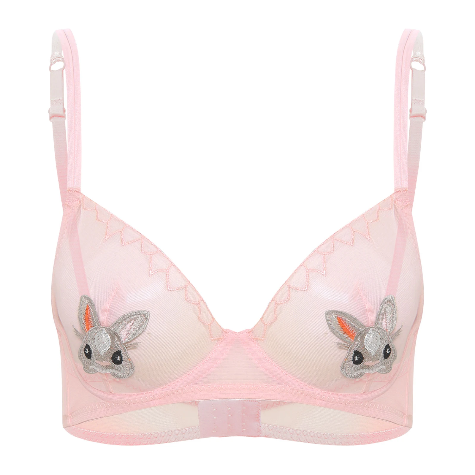 Womens Transparent Rabbit Embroidery Bras Lingerie 3/4 Mesh Cup No-pad Underwire Cute Kawaii CartoonPush Up Bra Tops Balconette
Womens Transparent Rabbit Embroidery Bras Lingerie 3/4 Mesh Cup No-pad Underwire Cute Kawaii CartoonPush Up Bra Tops Balconette