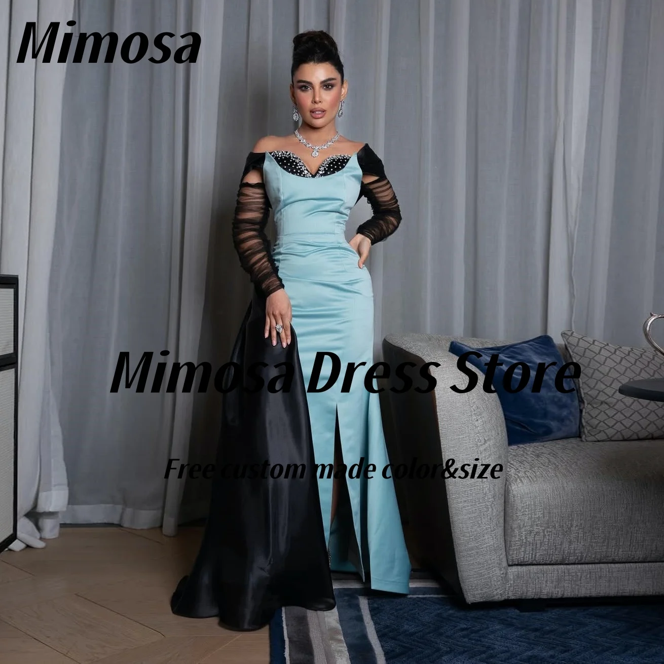 Mimosa, расшитое бисером, милое платье ручной работы для выпускного вечера, с длинными рукавами, черное вечернее платье с цветочным принтом, с разрезом по бокам, Vestidos De Noches по индивидуальному заказу
Mimosa, расшитое бисером, милое платье ручной работы для выпускного вечера, с длинными рукавами, черное вечернее платье с цветочным принтом, с разрезом по бокам, Vestidos De Noches по индивидуальному заказу