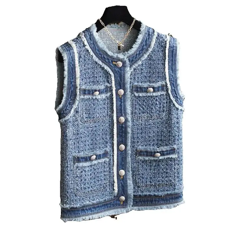 Ladies New Blue Denim Vest Jacket Vest Jacket Loose Casual Thin Fashion Loose Vest Single-Breasted Round Neck Comfortable Coat
Ladies New Blue Denim Vest Jacket Vest Jacket Loose Casual Thin Fashion Loose Vest Single-Breasted Round Neck Comfortable Coat