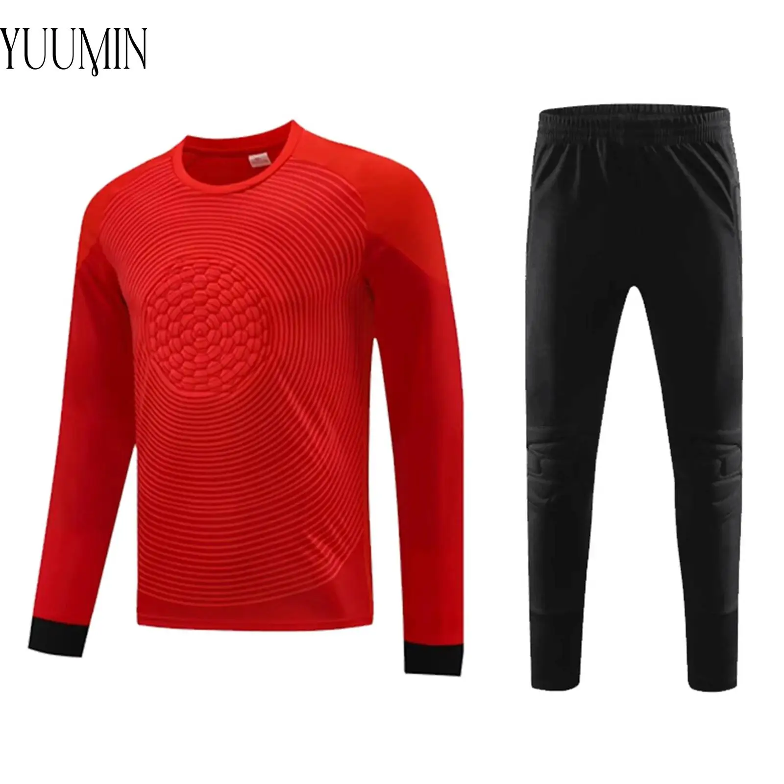 Mens Football Goalkeeper Outfit Long Sleeve Circle Printed Jersey Top with Elastic Waistband Pants Suit for Sports Team Training
Mens Football Goalkeeper Outfit Long Sleeve Circle Printed Jersey Top with Elastic Waistband Pants Suit for Sports Team Training