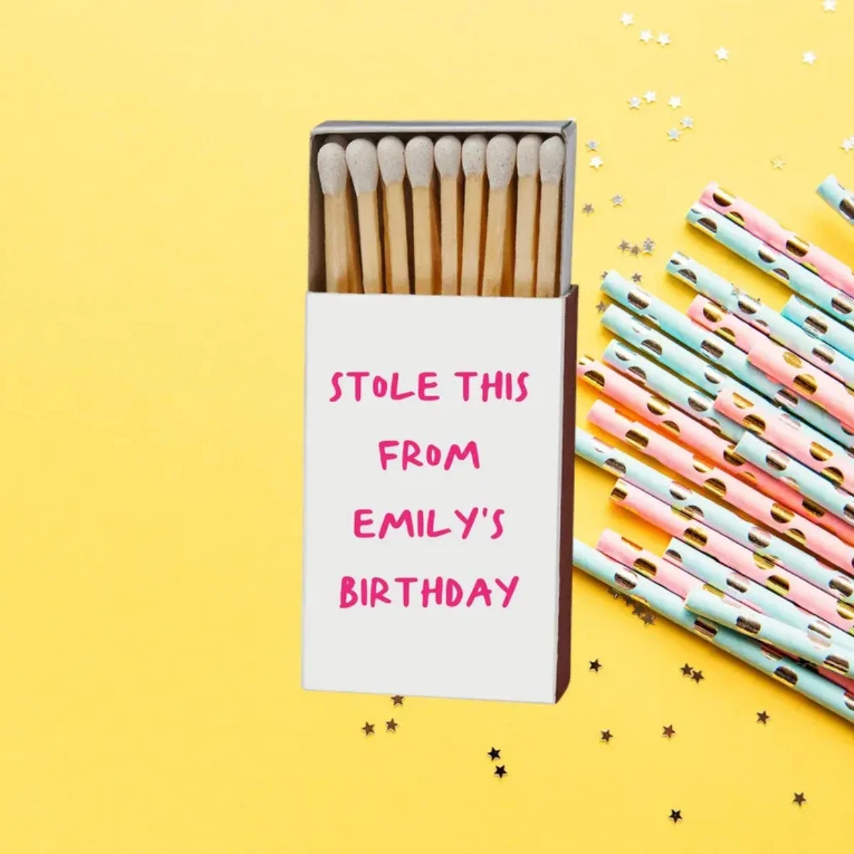 Stole This Match From Name's Birthday Personalized One-Side Match Boxes, Custom Happy Birthday Matches, Memorable Party Gifts, 3
Stole This Match From Name's Birthday Personalized One-Side Match Boxes, Custom Happy Birthday Matches, Memorable Party Gifts, 3