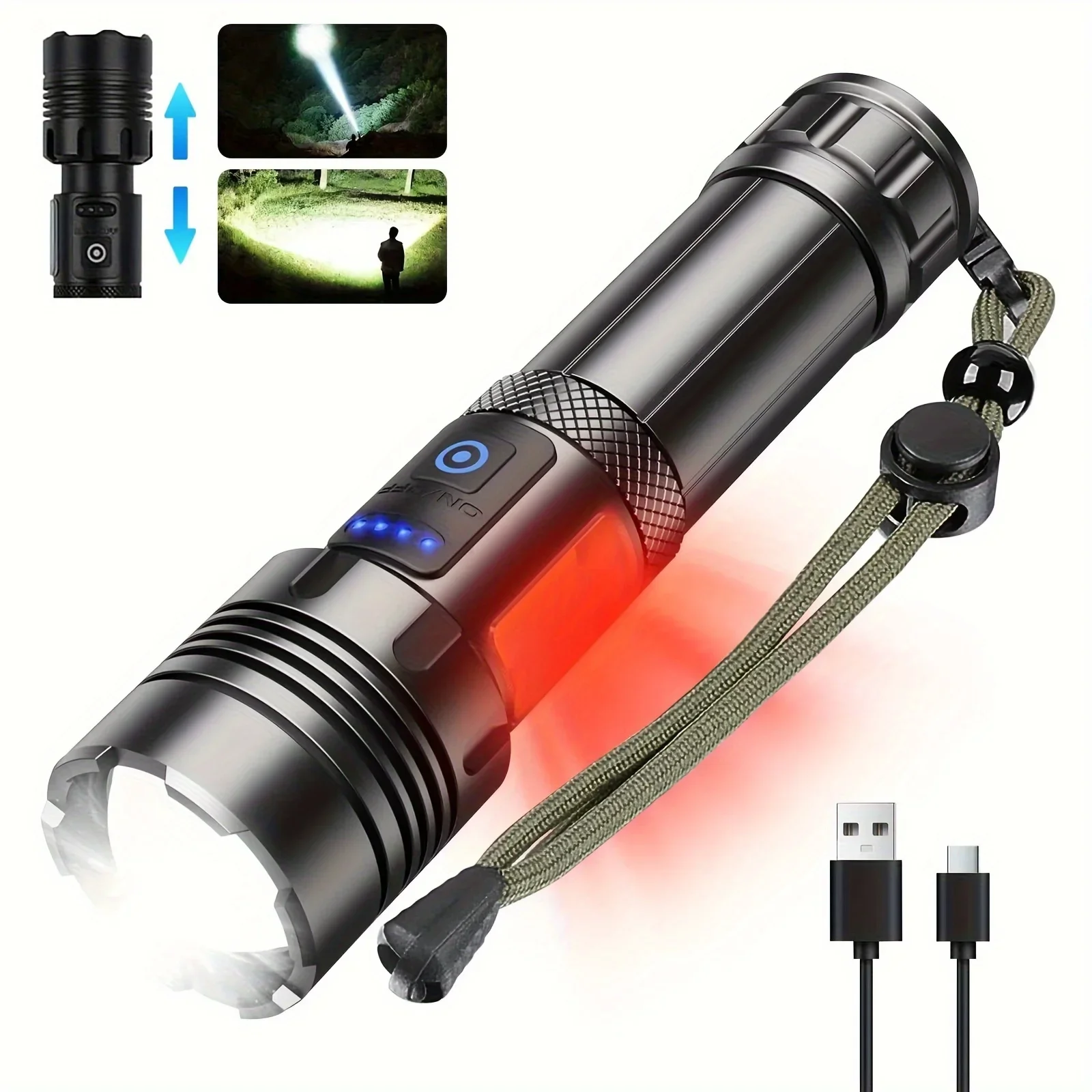 LED Flashlights, 90000 Lumens Zoomable 7 Modes Rechargeable Flash Light For Outdoor Home Hiking Camping Essentials
LED Flashlights, 90000 Lumens Zoomable 7 Modes Rechargeable Flash Light For Outdoor Home Hiking Camping Essentials