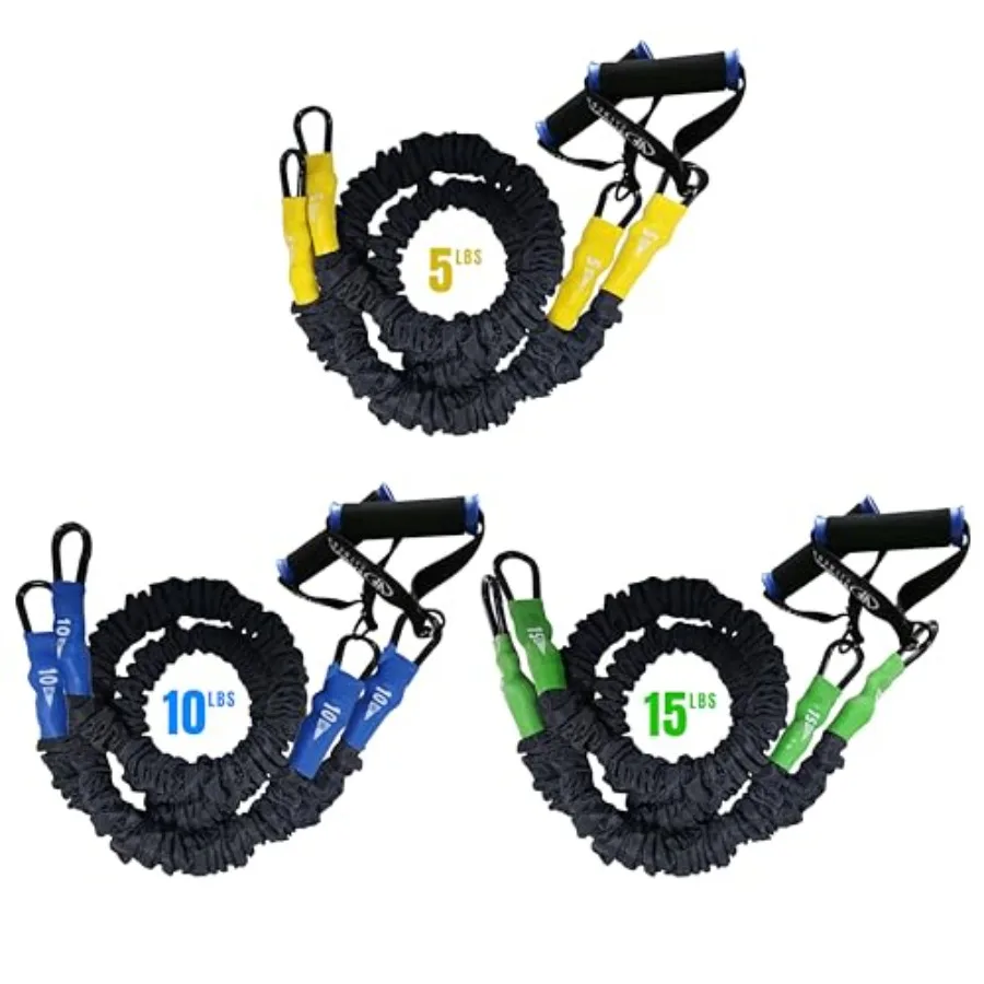 Resistance Bands - 5lb to 25lbs - Carabiners Attached and 2 Bands per Weight Option with Handles Sheath Covered - Strength Trai
Resistance Bands - 5lb to 25lbs - Carabiners Attached and 2 Bands per Weight Option with Handles Sheath Covered - Strength Trai