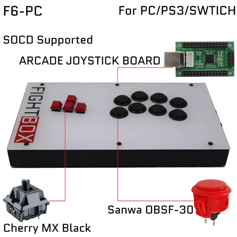 New Hitbox Style FightBox F6 All Buttons Arcade Joystick Fightbox Stick Game Controller for PS4/PS5/PC Sanwa OBSF-24 30Transpare
New Hitbox Style FightBox F6 All Buttons Arcade Joystick Fightbox Stick Game Controller for PS4/PS5/PC Sanwa OBSF-24 30Transpare