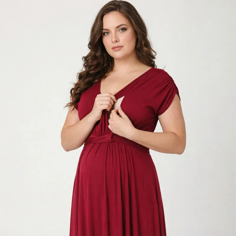 Wrap V Neck Plus Size Maternity Nursing Maxi Dress Cap Sleeve Waist Tie Pleated Flowy Soft Long Breastfeeding Gown
Wrap V Neck Plus Size Maternity Nursing Maxi Dress Cap Sleeve Waist Tie Pleated Flowy Soft Long Breastfeeding Gown