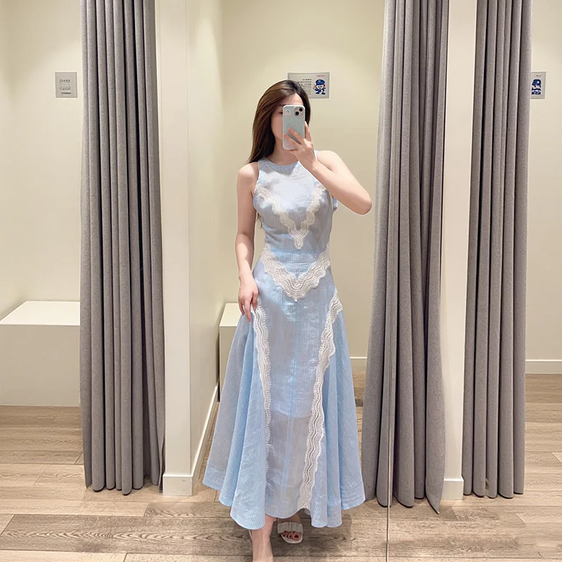 Elegant Blue White Lace Trim High Waist Sleeveless Dress Spring Summer Outfit Two Piece Set Women's Fashion French Style Prin...
Elegant Blue White Lace Trim High Waist Sleeveless Dress Spring Summer Outfit Two Piece Set Women's Fashion French Style Prin...