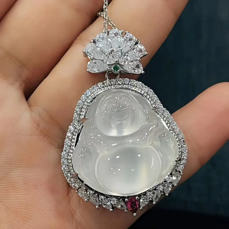 - Chalcedony Pendant Female Agate High Quality Jadeite Jade-Like Fluorescent Buddha Necklace
- Chalcedony Pendant Female Agate High Quality Jadeite Jade-Like Fluorescent Buddha Necklace