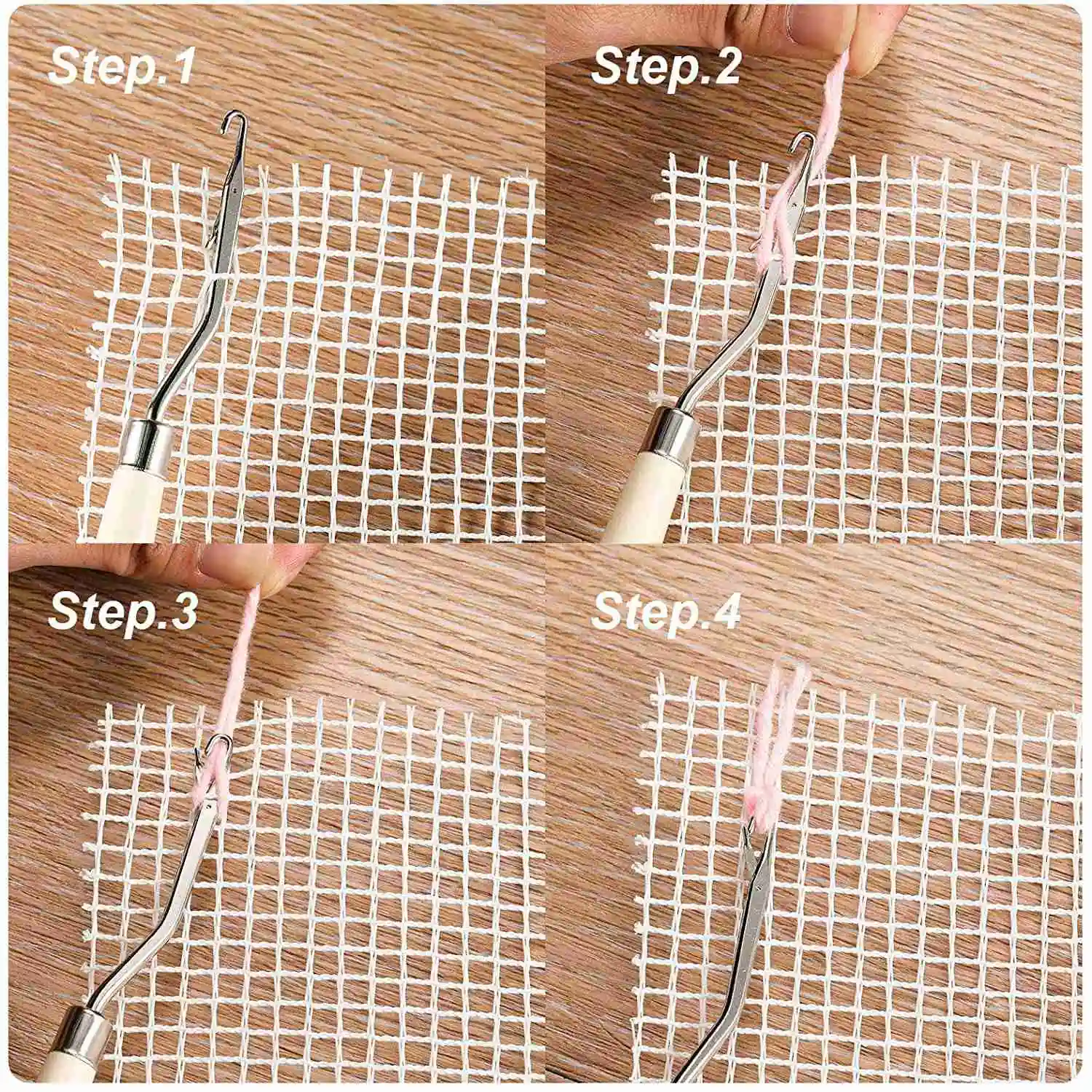 ABWZ-2Pcs Blank Rug Hooking Mesh Latch Hook Canvas Kit With 2 Pcs Wooden Bent Crochets For DIY Rug Tapestry (19X19 Inch)
ABWZ-2Pcs Blank Rug Hooking Mesh Latch Hook Canvas Kit With 2 Pcs Wooden Bent Crochets For DIY Rug Tapestry (19X19 Inch)