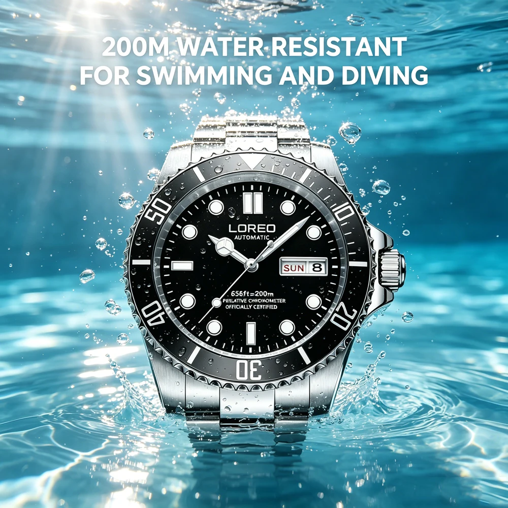 LOREO Diving Series Luxury Automatic Watch for Men Stainless Steel Calendar Mechanical Watches 200m Waterproof Fashion Casual
LOREO Diving Series Luxury Automatic Watch for Men Stainless Steel Calendar Mechanical Watches 200m Waterproof Fashion Casual