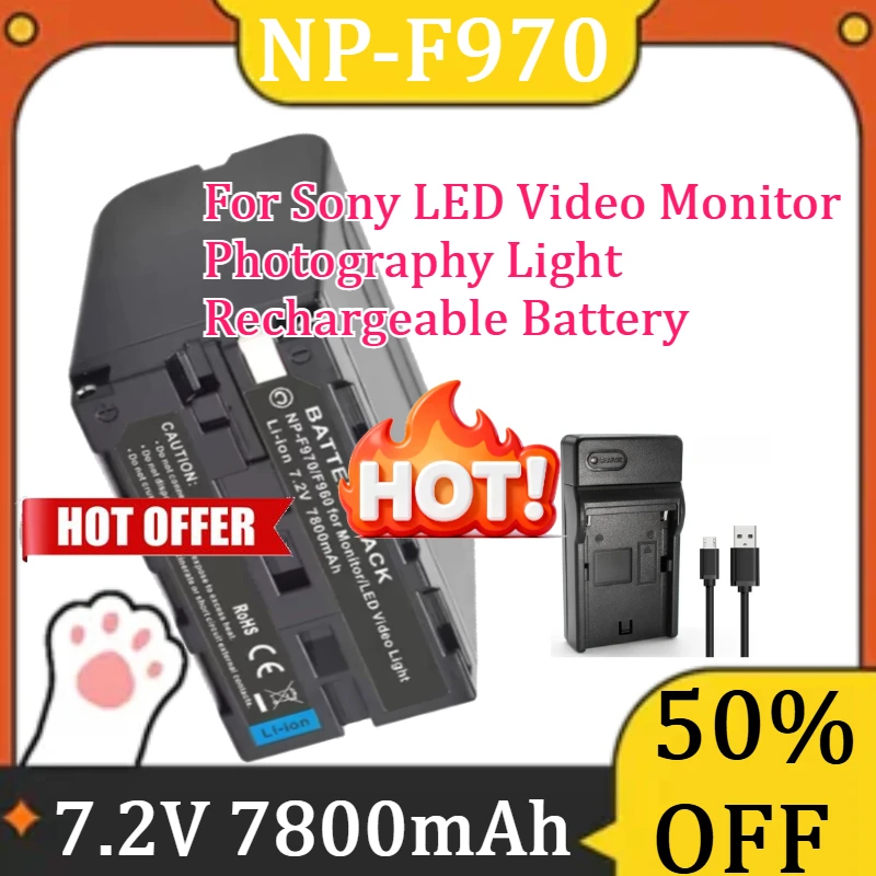 For Sony LED Video Monitor Photography Light Rechargeable Battery New 7800mAh 7.2V NP-F970/960 High Quality Battery
For Sony LED Video Monitor Photography Light Rechargeable Battery New 7800mAh 7.2V NP-F970/960 High Quality Battery