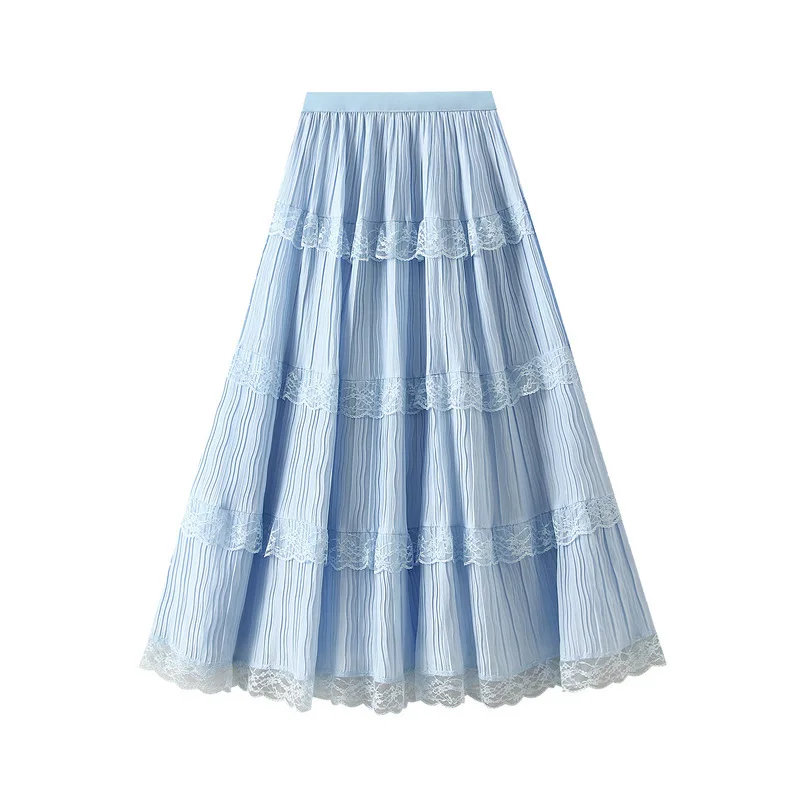 Lace Patchwork Pleated Midi Long Skirt Women2025 Spring Summer Elegant High Waist Casual Skirts
Lace Patchwork Pleated Midi Long Skirt Women2025 Spring Summer Elegant High Waist Casual Skirts