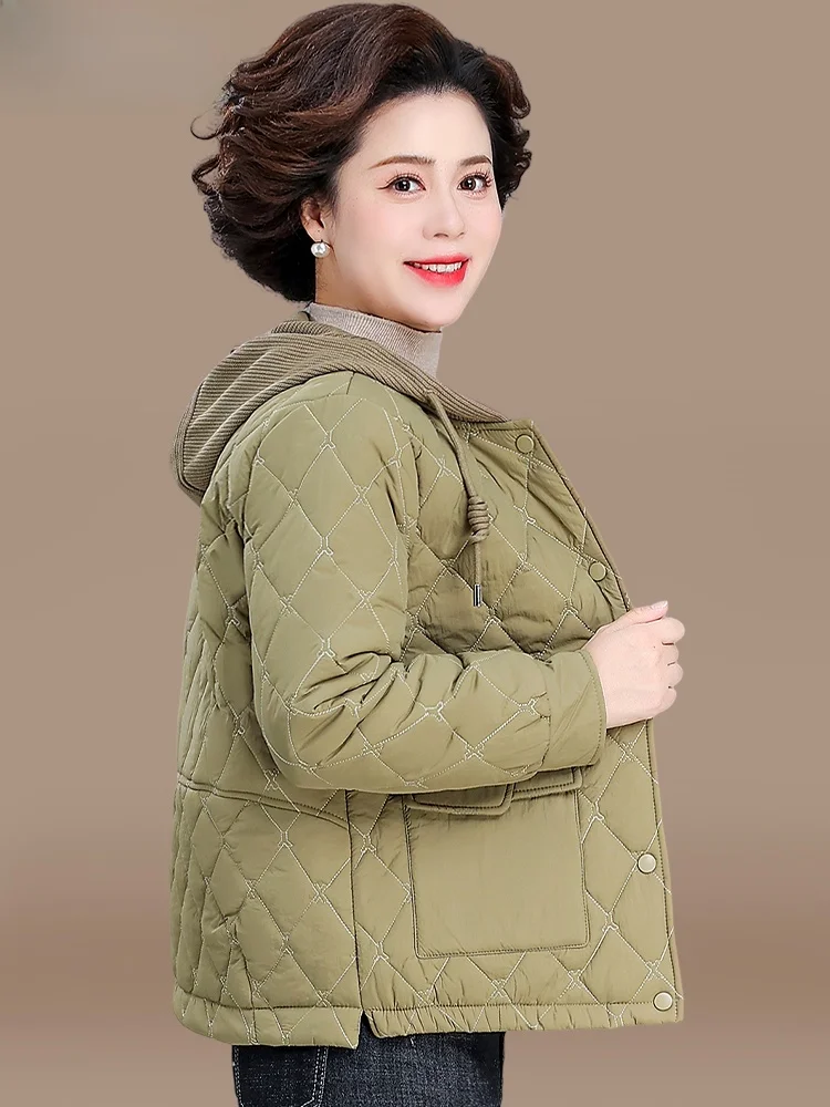 Теплая хлопковая куртка-пуховик для женщин, повседневное зимнее пальто для мам, модная верхняя одежда из полиэфирного волокна с капюшоном на одной пуговице
Теплая хлопковая куртка-пуховик для женщин, повседневное зимнее пальто для мам, модная верхняя одежда из полиэфирного волокна с капюшоном на одной пуговице