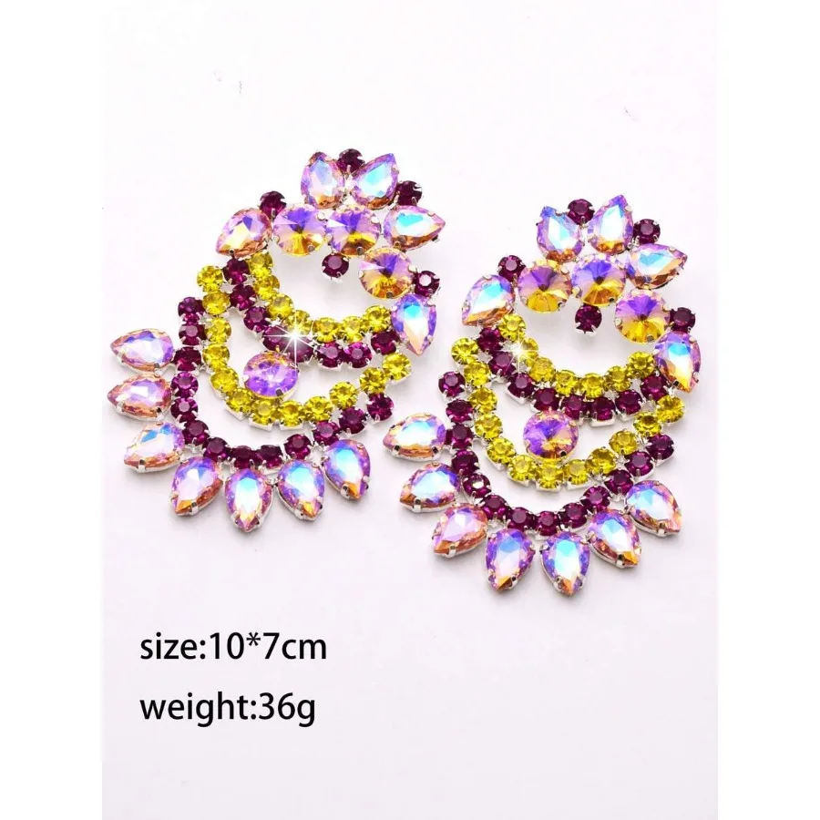 1 Pair Of Colorful And Gorgeous Sparkling Rhinestones, Exaggerated Flower Earrings, Bright And Fashionable Jewelry, Crystal Gla
1 Pair Of Colorful And Gorgeous Sparkling Rhinestones, Exaggerated Flower Earrings, Bright And Fashionable Jewelry, Crystal Gla