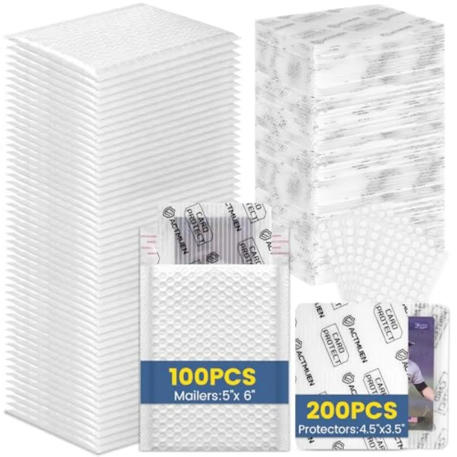 Card Shipping Protector Envelopes Bubble Mailer Kit, Includes 200pcs 3.5" x 4.5" Card Shipping Protectors, 100pcs 5'' x 6'' Env
Card Shipping Protector Envelopes Bubble Mailer Kit, Includes 200pcs 3.5" x 4.5" Card Shipping Protectors, 100pcs 5'' x 6'' Env