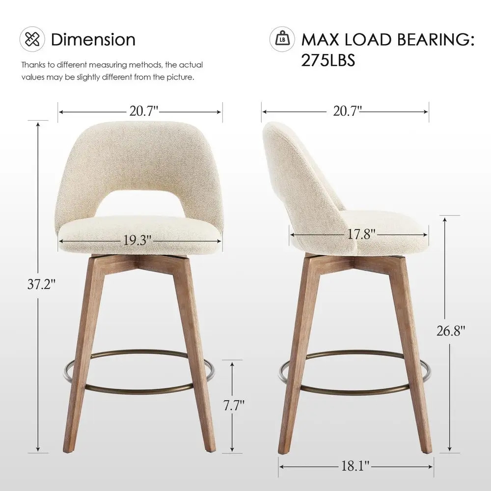 Swivel Wooden Bar Stools Set of 4, 26 Modern Counter Height Stools with Back amp Solid Wood Legs, holstered Beige Linen Barst
Swivel Wooden Bar Stools Set of 4, 26 Modern Counter Height Stools with Back amp Solid Wood Legs, holstered Beige Linen Barst
