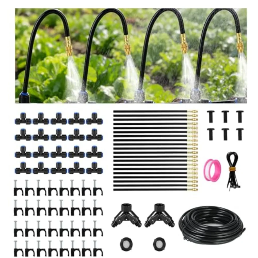 Drip Irrigation System for Garden Use: 230ft PE Tubing with 40 Adjustable Misting Nozzles Black Low-Pressure Automatic Watering
Drip Irrigation System for Garden Use: 230ft PE Tubing with 40 Adjustable Misting Nozzles Black Low-Pressure Automatic Watering