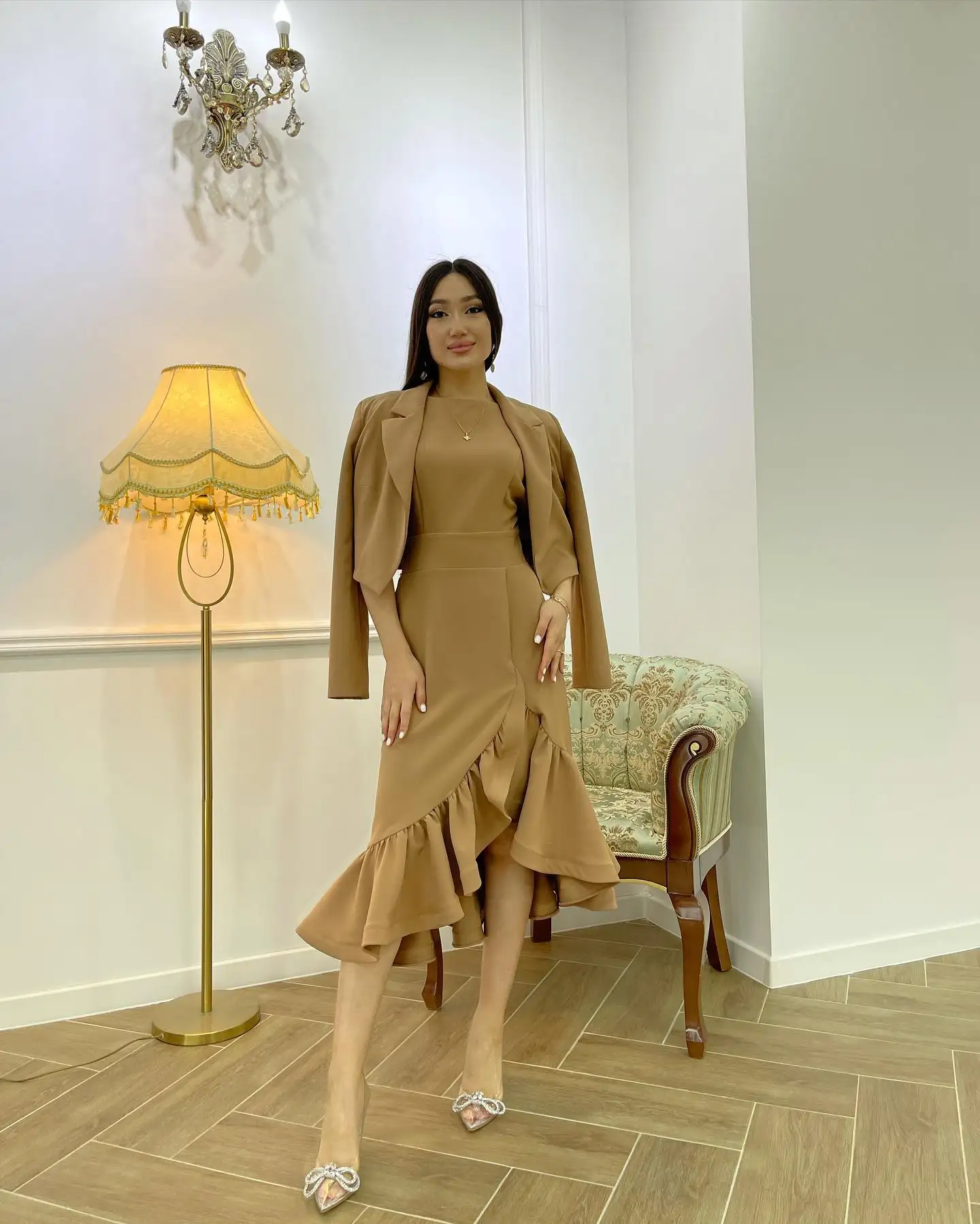 Customized Temperament Jersey Shawl Ruffles Evening Dresses Delicate Sleeveless Cocktail Dress Custom Size Celebrity G
Customized Temperament Jersey Shawl Ruffles Evening Dresses Delicate Sleeveless Cocktail Dress Custom Size Celebrity G