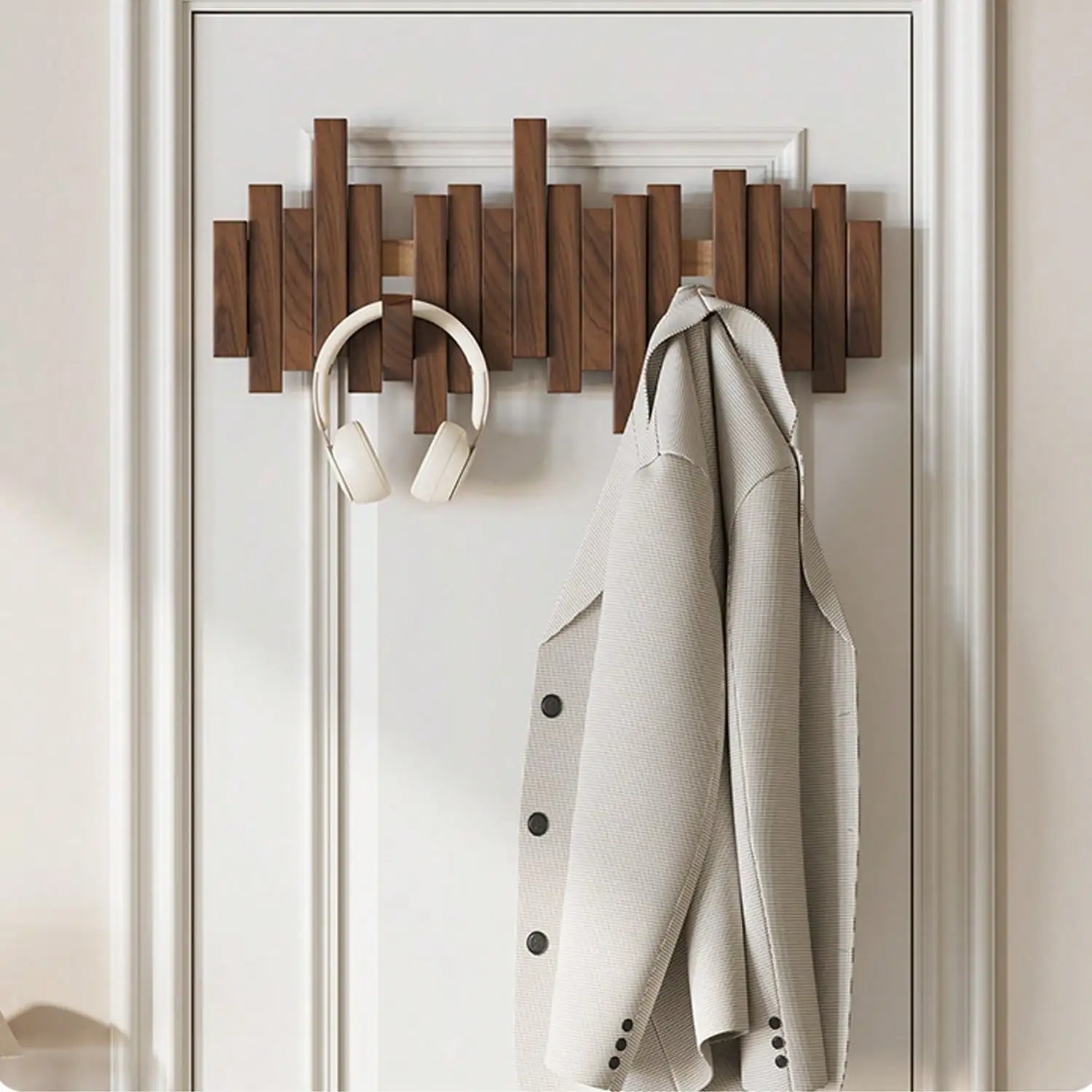 Walnut Wall-mounted Piano Coat Rack 6 hooks, Punch-free Coat Rack For Entrance, Reversible Wall-mounted Hook Rack,
Walnut Wall-mounted Piano Coat Rack 6 hooks, Punch-free Coat Rack For Entrance, Reversible Wall-mounted Hook Rack,