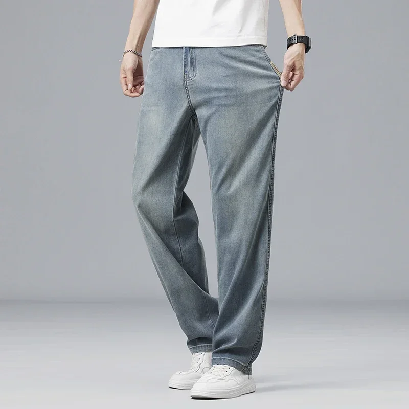 2026 New Summer Ultra-thin Lyocell Men's Jeans Drape Soft Fabric Loose Straight Casual Denim Pant Elastic Ice Silk Male Trousers
2026 New Summer Ultra-thin Lyocell Men's Jeans Drape Soft Fabric Loose Straight Casual Denim Pant Elastic Ice Silk Male Trousers