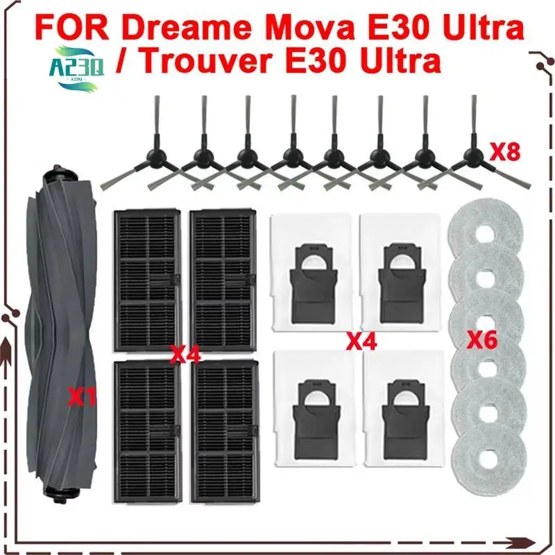 A23Q-For Dreame Mova E30 Ultra /Trouver E30 Ultra Vacuum Parts Main Tricut Roller Side Brush Hepa Filter Mop Cloth Dust Bag
A23Q-For Dreame Mova E30 Ultra /Trouver E30 Ultra Vacuum Parts Main Tricut Roller Side Brush Hepa Filter Mop Cloth Dust Bag