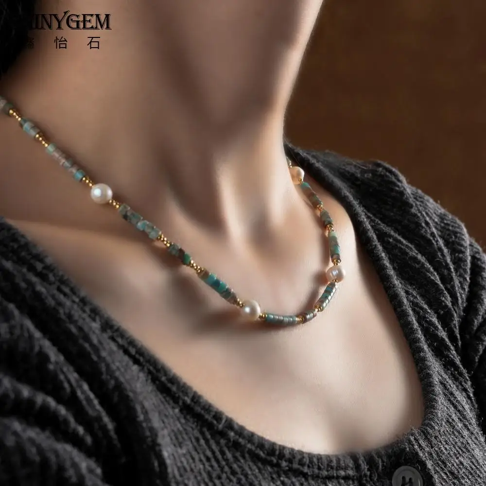 Natural Blue-Green Imperial Jasper Ocean Sediments Choker Necklace Natural Pearl Beads Adjustable Boho Necklace Women Jewelry
Natural Blue-Green Imperial Jasper Ocean Sediments Choker Necklace Natural Pearl Beads Adjustable Boho Necklace Women Jewelry