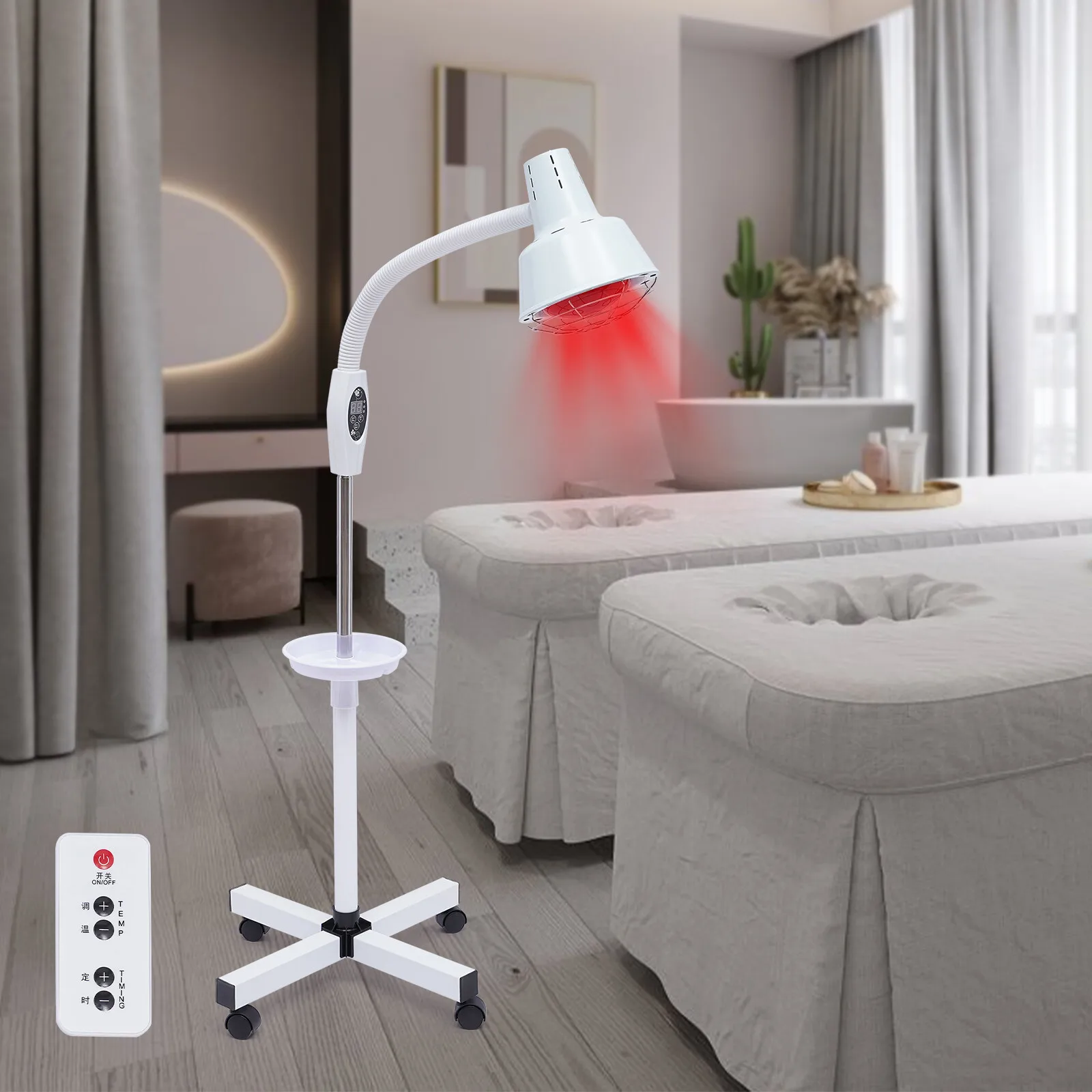 110V 275W Infrared Therapy Lamp Adjustable Height Remote Control Infrared Heat Lamp with Timer and Wheels
110V 275W Infrared Therapy Lamp Adjustable Height Remote Control Infrared Heat Lamp with Timer and Wheels