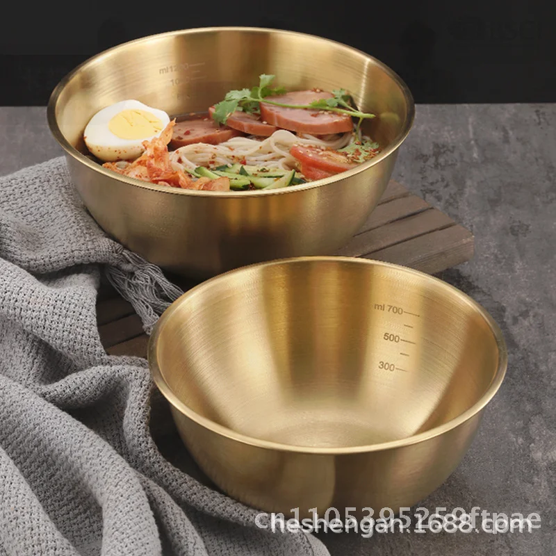 304 Stainless Steel Cold Noodles Bowl High Color Value Household Fruit Salad Bowl with Scale Rice Mixing Bowl
304 Stainless Steel Cold Noodles Bowl High Color Value Household Fruit Salad Bowl with Scale Rice Mixing Bowl